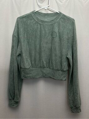 Gilly Hicks Sage Green Cropped Terry Sweatshirt